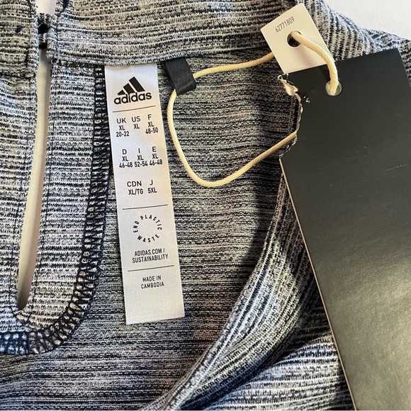 NWT Adidas Women's Navy Sleeveless Heathered Mock Tee Size XL - Picture 9 of 11